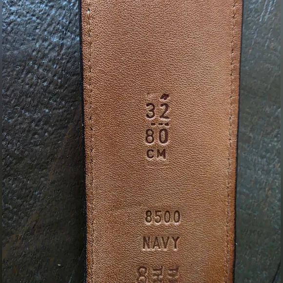 Vintage Coach Glove Tanned Leather Belt Navy Made In The USA Brass Buckle - Picture 6 of 6
